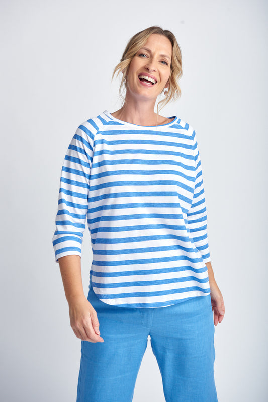 3275-12 3/4 Sleeve Stripe Tee