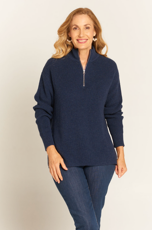 8195 Ribbed Jumper with Zip
